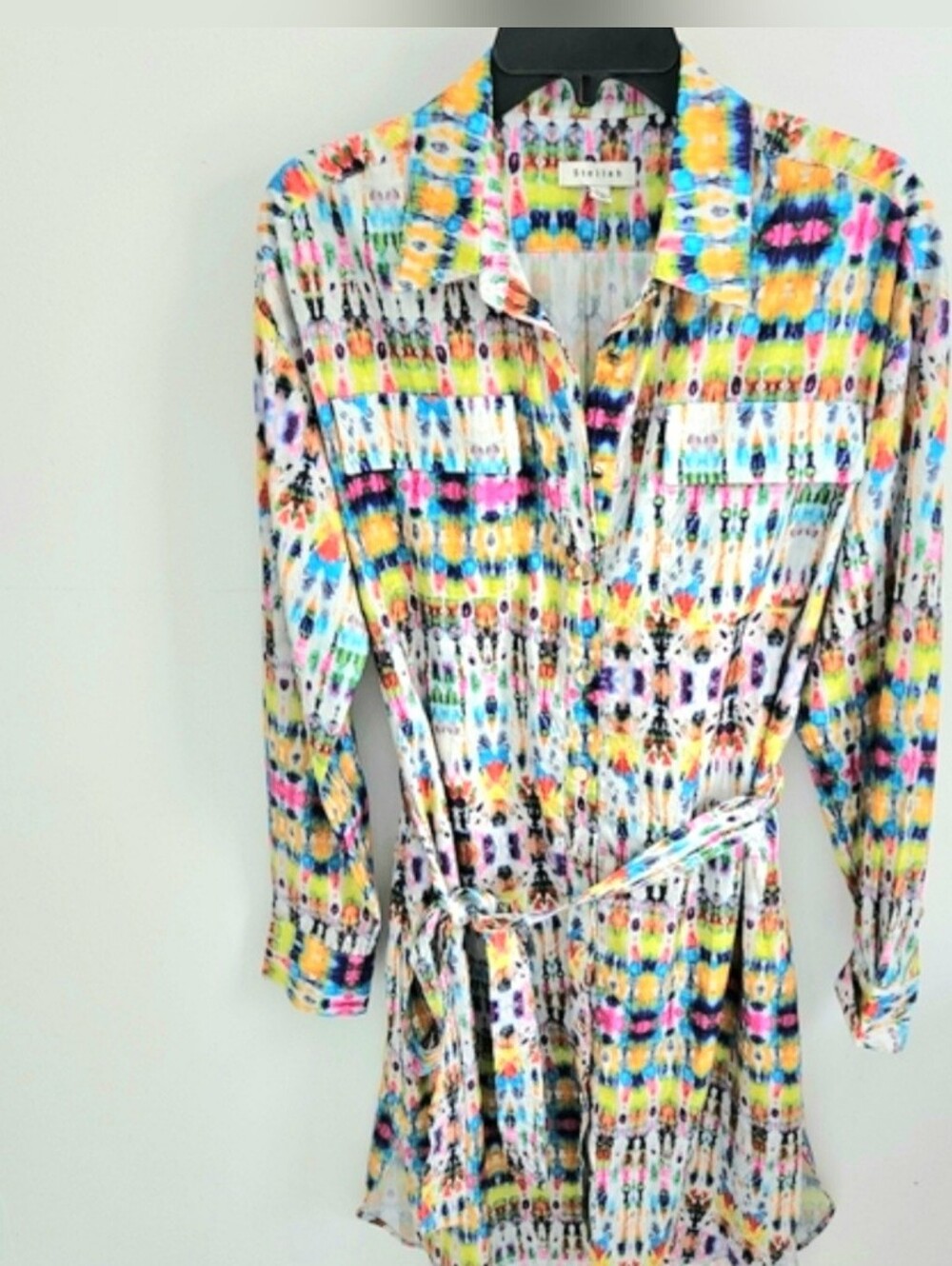 Stellah Colorful Patterned Shirt Dress Long Sleeve